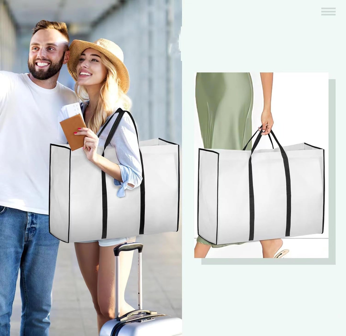 Bridal Garment Bag with Water Resistant Fabric and Clear Storage Pockets, 70in Length