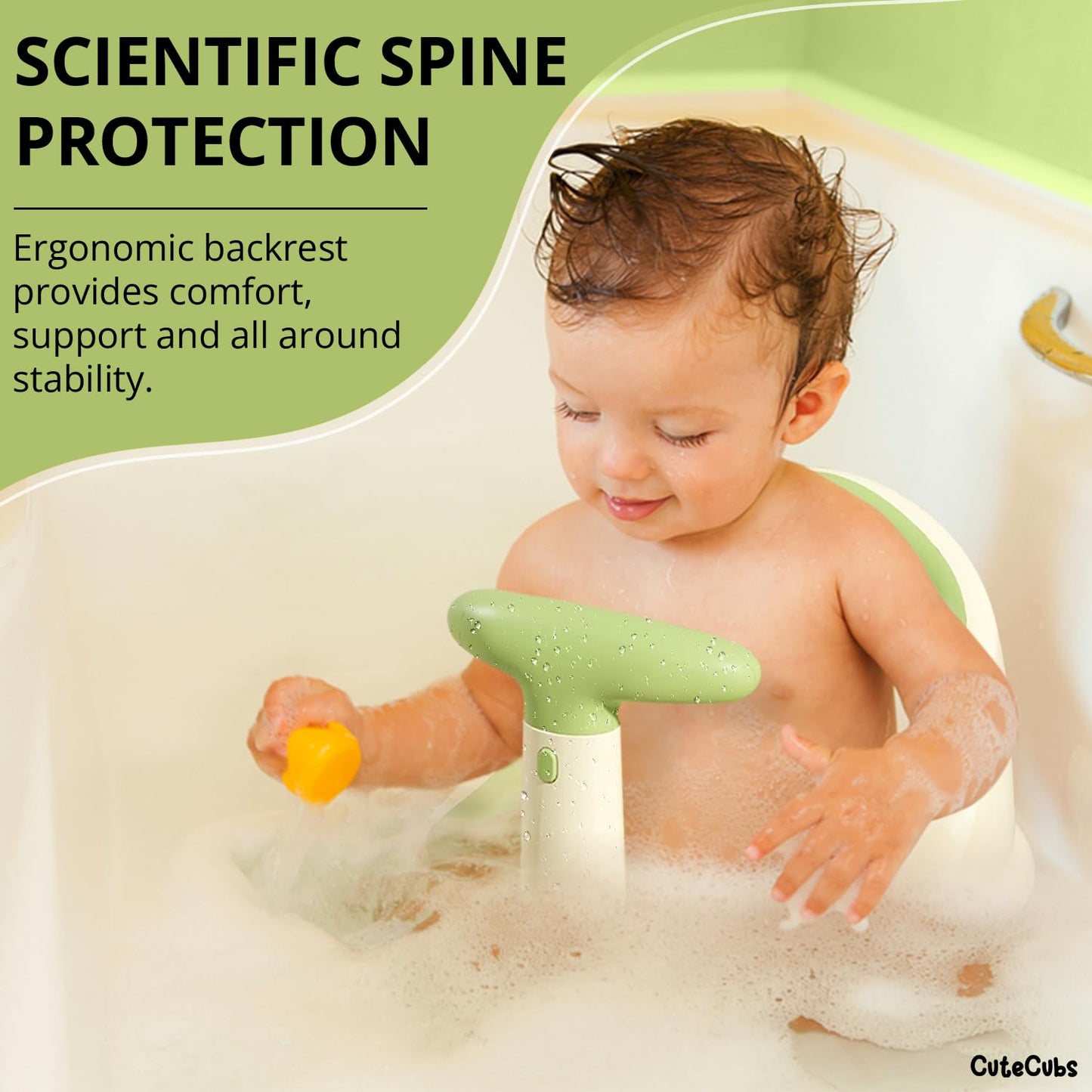 Infant Bathtub Seat with Wireless Water Thermometer and Mesh Support