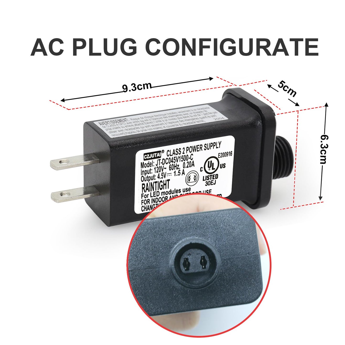 4.5V DC Power Adapter with IP44 Weather Resistance and 1.5A Output for Outdoor Displays