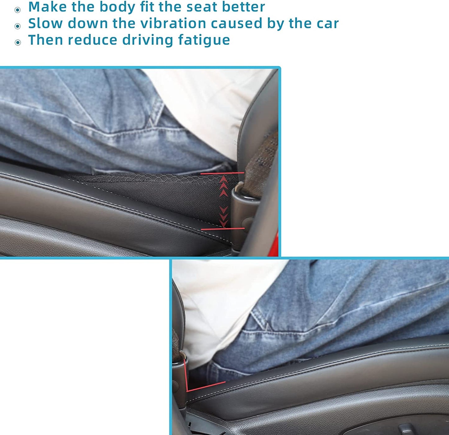 Car Seat Cushion with Memory Foam and 3.5-Inch Height Boost, Removable Breathable Cover