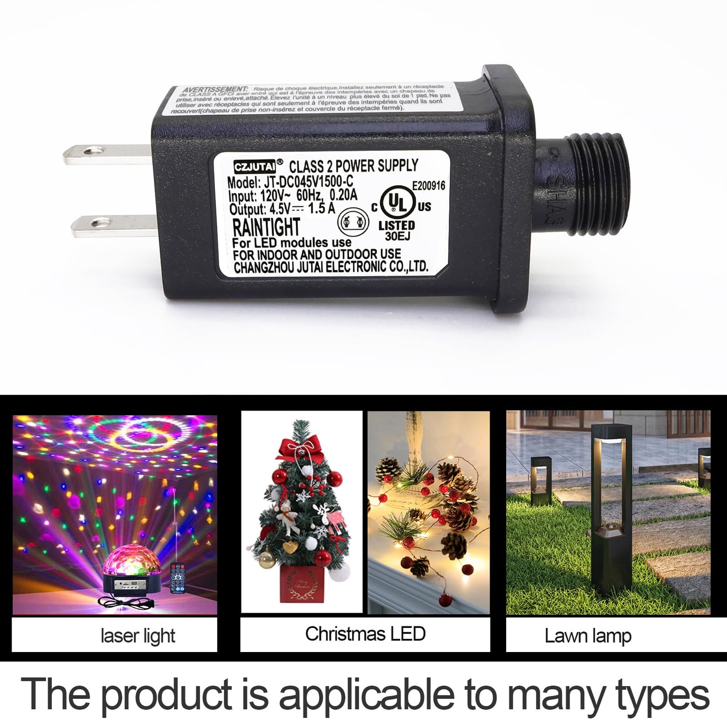 4.5V Power Adapter with 1.5A Constant Output and Overload Protection for Decorations