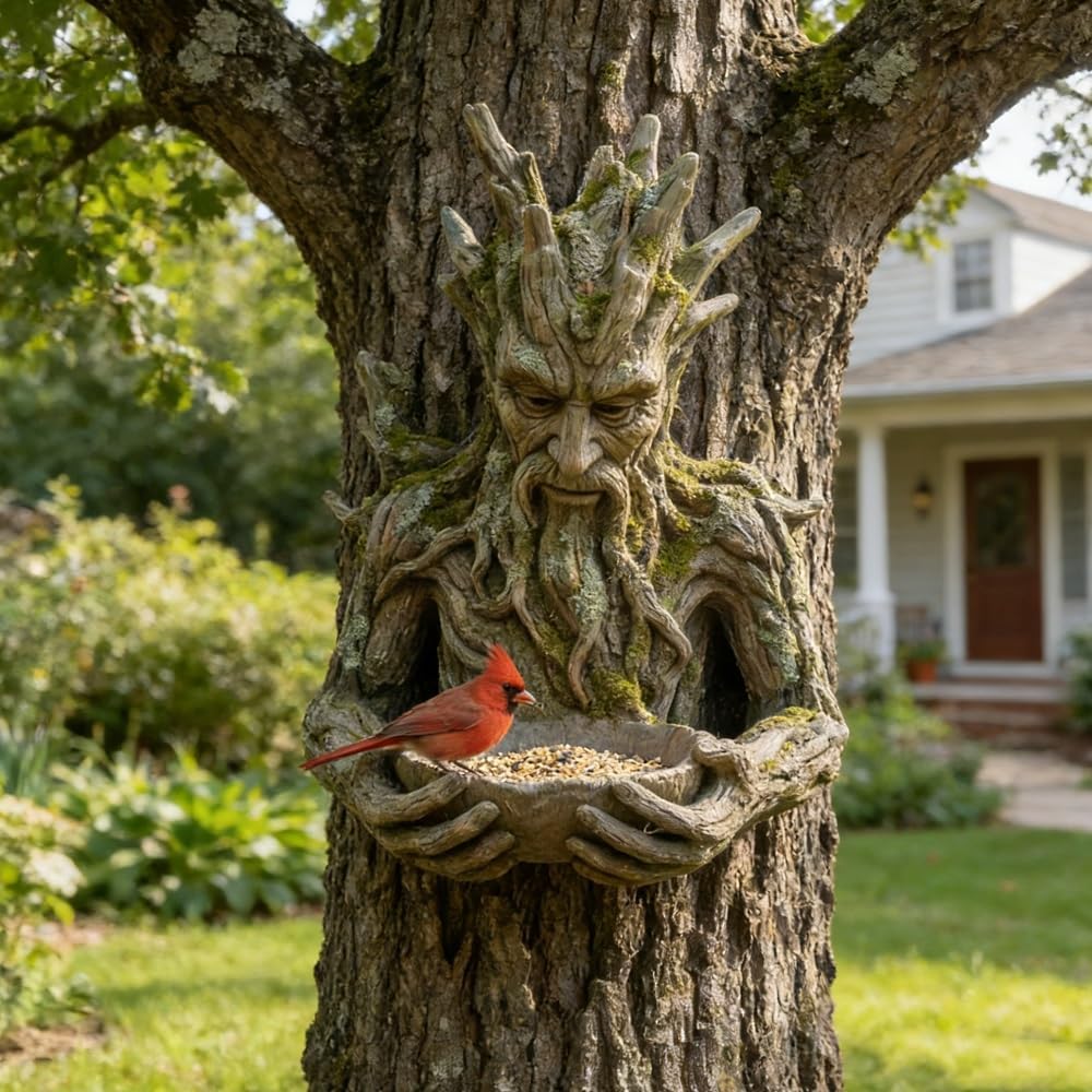 Tree Shaped Bird Feeder, Outdoor Hanging Bird Feeding Sculpture for Garden and Yard Bird Foraging