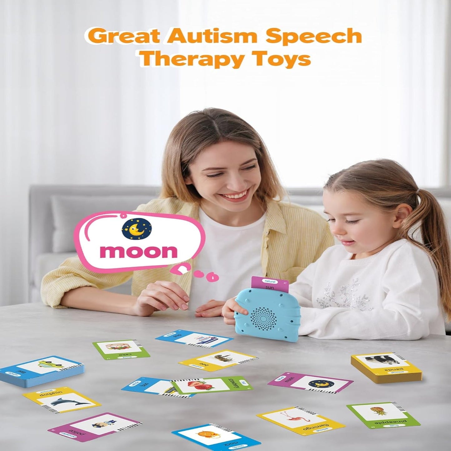 Audio Flash Card Speaker with 112 Double-Sided Cards and Sound Effects
