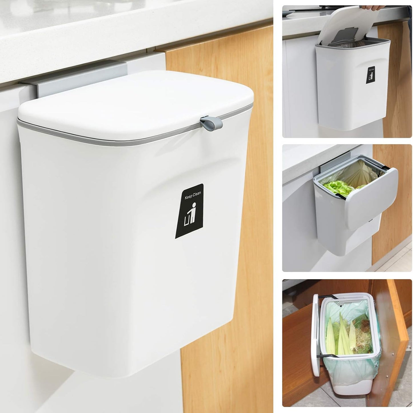 Countertop Compost Bin with Rolling Lid and Airtight Seal, 2.4 Gallon Capacity