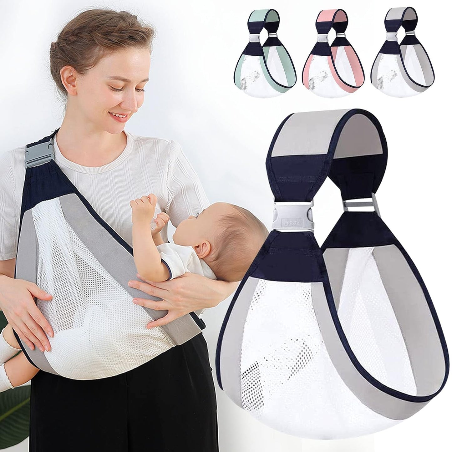 Adjustable Baby Carrier Wrap with Mesh Airflow and Padded Straps, Multiple Positions