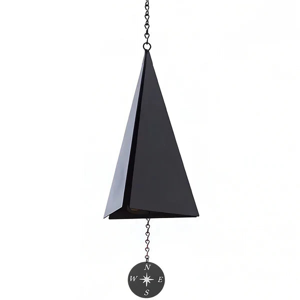 Triangular Wind Bell with Compass Windcatcher and Three Tone Design, 20 Inch