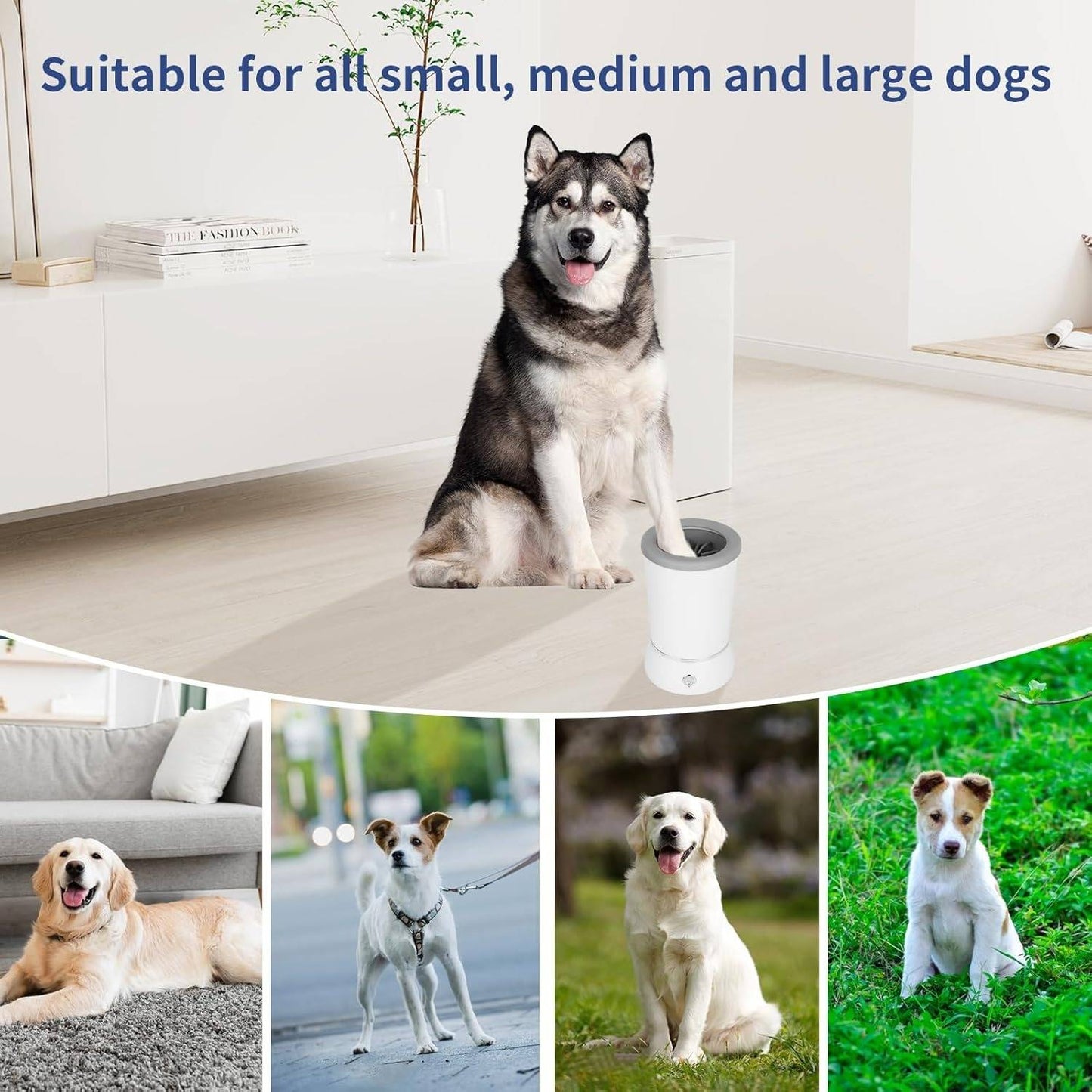 Dog Paw Cleaner with Rotating Silicone Brushes and Dual Speed Settings