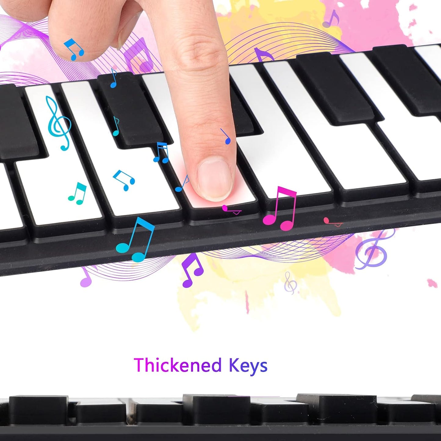 Roll Up Piano Keyboard with 49 Keys and Built-In Speakers, Rechargeable
