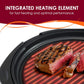 Indoor Electric Grill with 14-Inch Nonstick Plate and Glass Lid, Dishwasher Safe