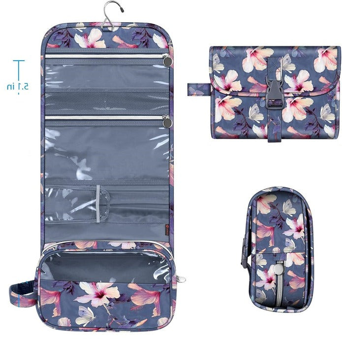 Cosmetics Organizer with Transparent Panel and Metal Hook, Water Resistant