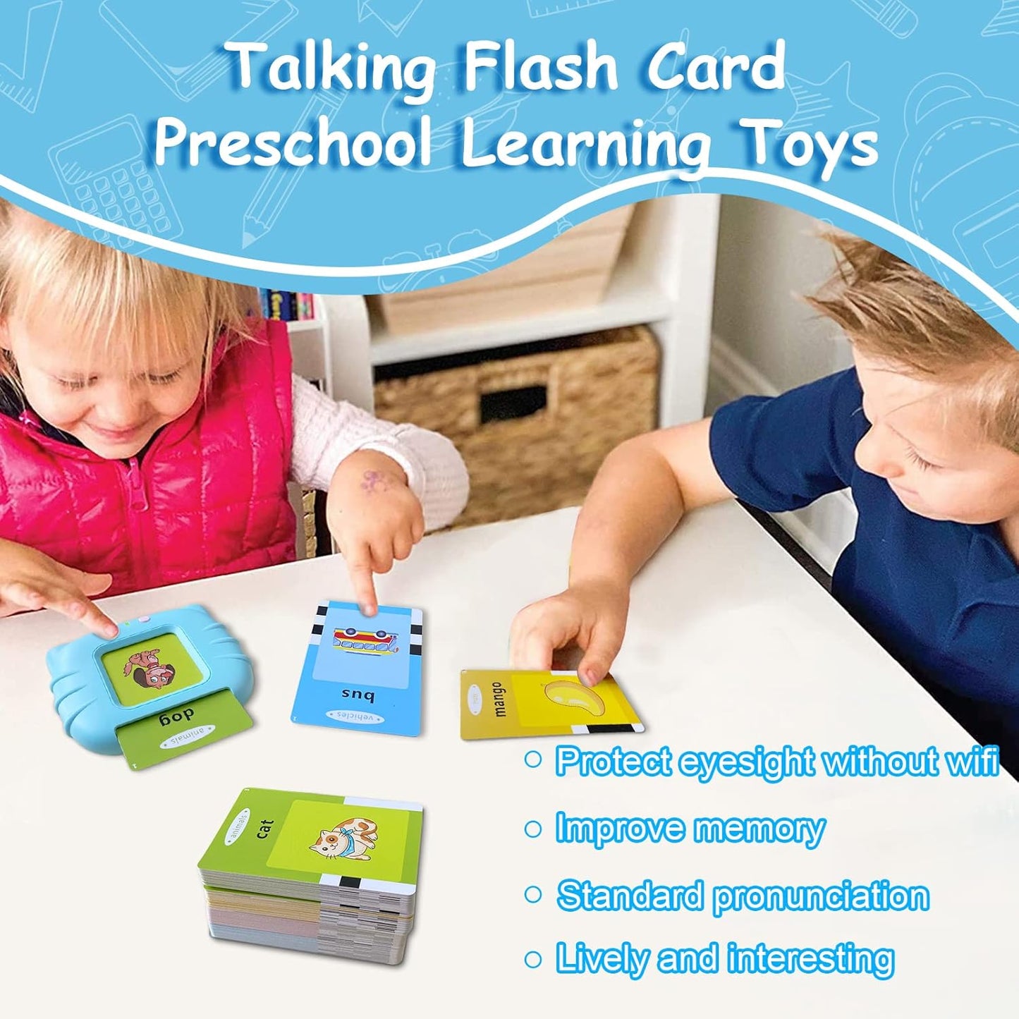 Audio Flash Card Speaker with 112 Double-Sided Cards and Sound Effects