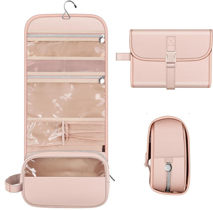 Cosmetics Organizer with Transparent Panel and Metal Hook, Water Resistant