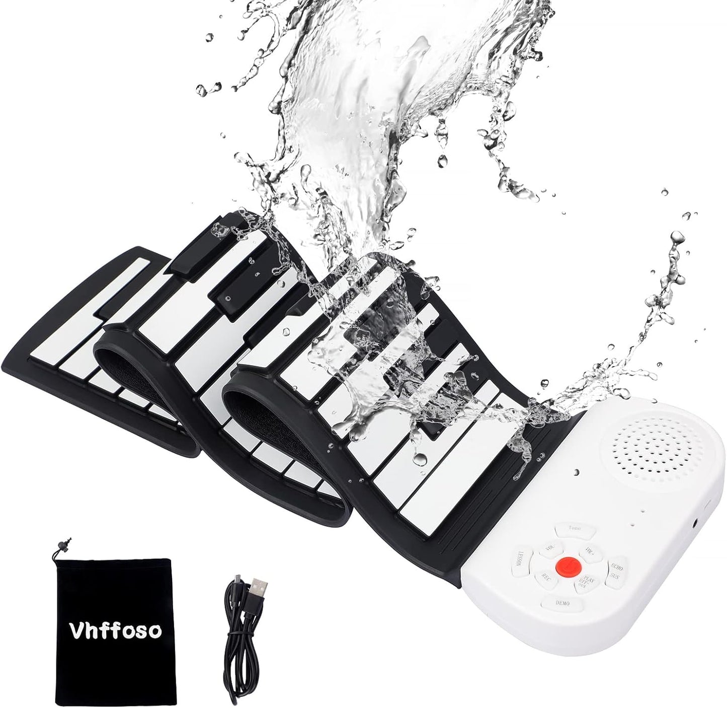 Roll Up Piano Keyboard with 49 Keys and Built-In Speakers, Rechargeable