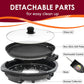 Indoor Electric Grill with 14-Inch Nonstick Plate and Glass Lid, Dishwasher Safe