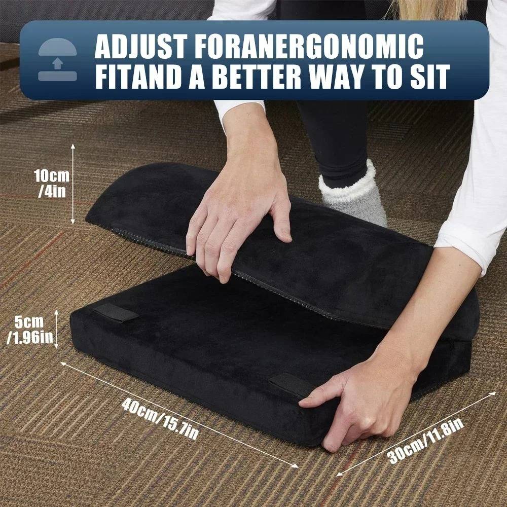 Memory Foam Foot Rest with Adjustable Height and Machine Washable Cover