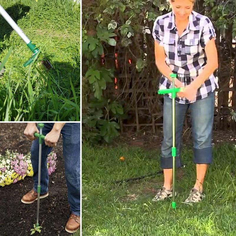Standing Weed Puller with Triple Steel Claws and Foot Pedal, 50cm Handle