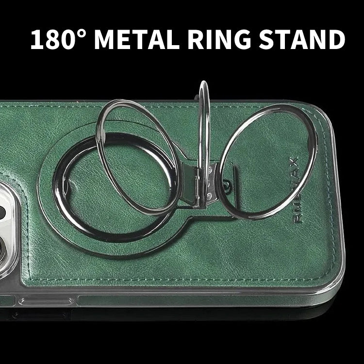 Textured iPhone Case with Foldable Kickstand and Magnetic Ring Alignment