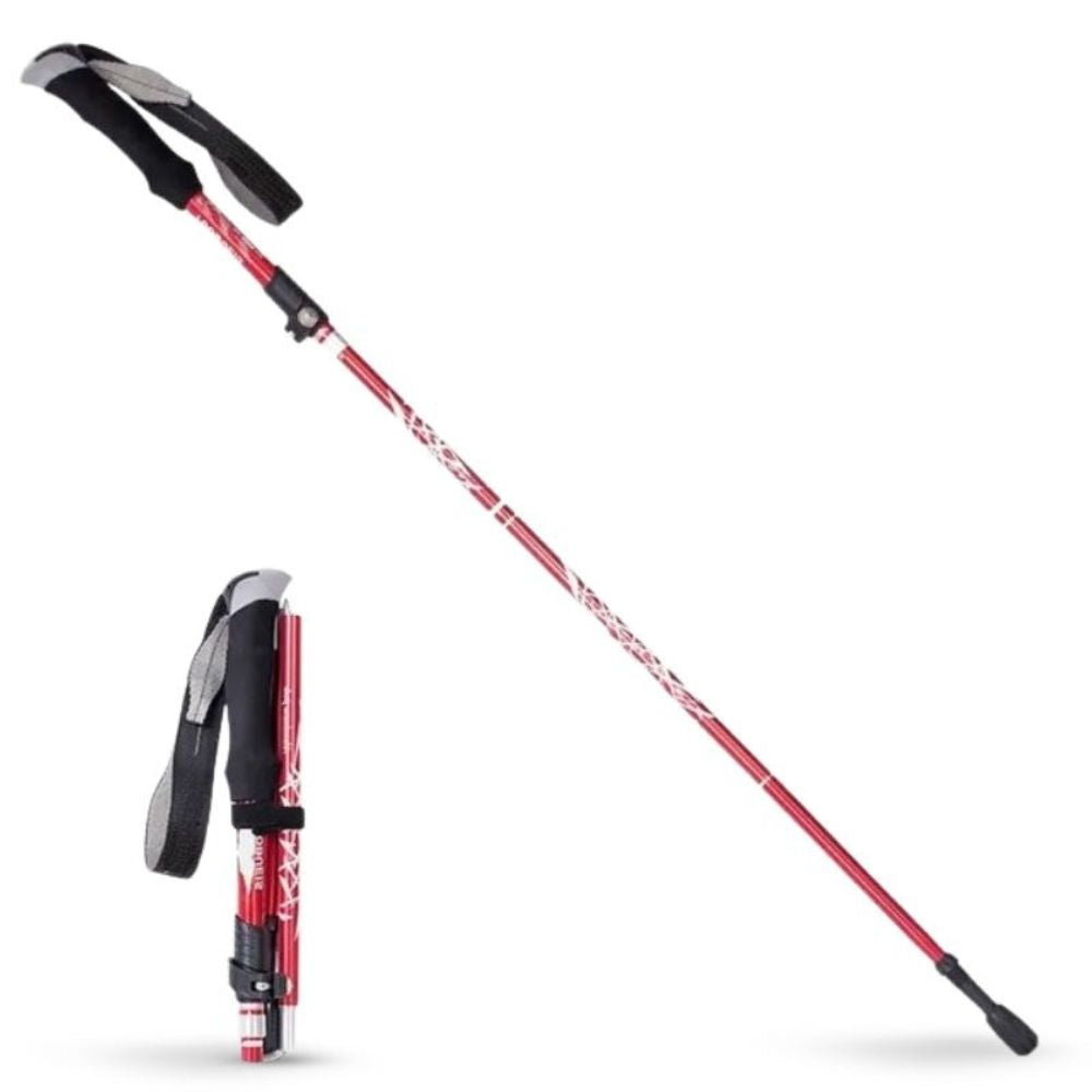 Folding Trekking Stick with Alloy Steel Shaft and Textured Grip Handle