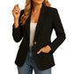 Womens Stretch Blazer with Notched Lapel and Single-Button Waist Closure, Machine Washable