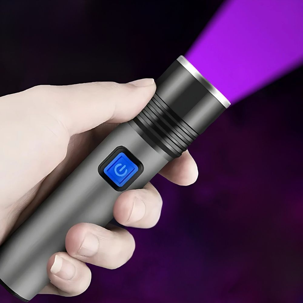 UV Flashlight with Zoomable Beam and Three Light Modes, Rechargeable