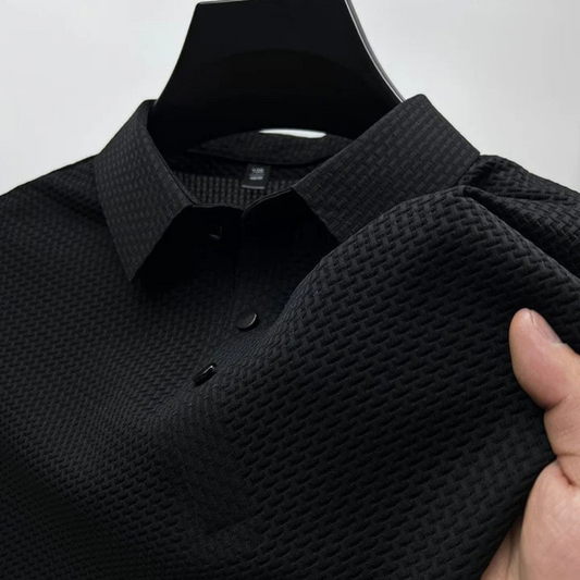 Mens Polo Shirt with Tailored Fit and Breathable Cotton Blend, Machine Washable