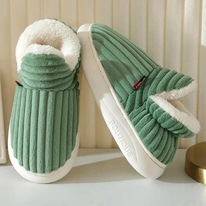 Fleece Slippers with Non-Slip Sole and Ankle Coverage for Indoor Warmth