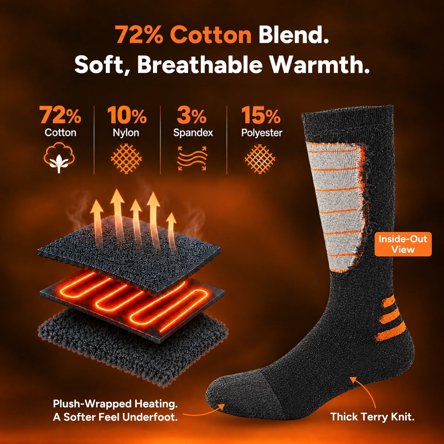 Heated Socks with Rechargeable Battery and Four Heat Settings for Men and Women