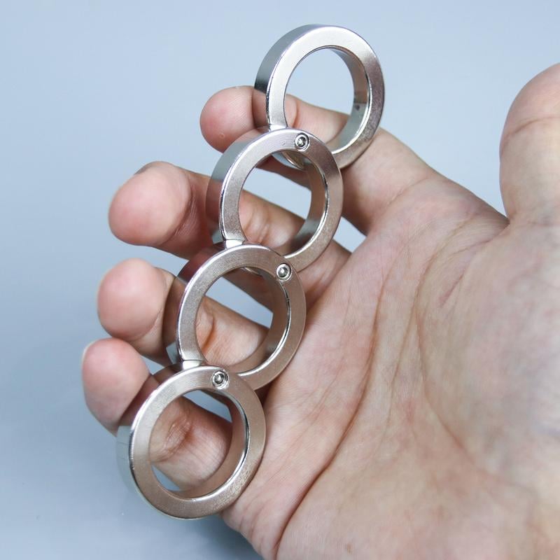 Metal Finger Ring with Four Finger Grip and Spring-Back Action, Silent  Operation