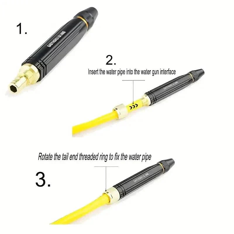 Garden Hose Spray Nozzle with Trigger Lock and Extendable Tube, Four Spray Patterns