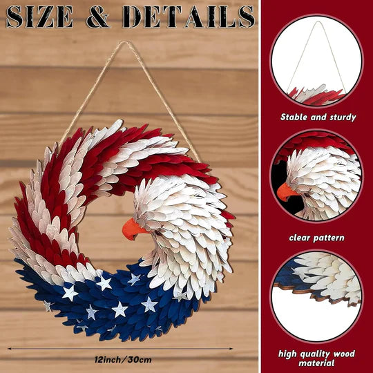 Eagle Wreath Patriotic Wooden Door Sign