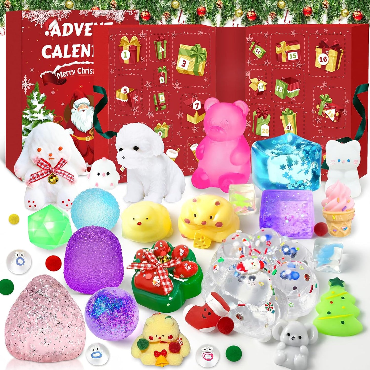 24-Day Squishy Toy Countdown Calendar with Animal and Food Shapes