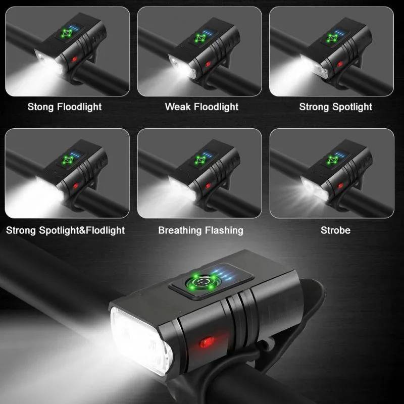 LED Bicycle Light Set with 1000 Lumen Headlight and Red Taillight, 6 Modes