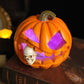Carved Jack O Lantern Ornament with Skull Insert and Resin Construction
