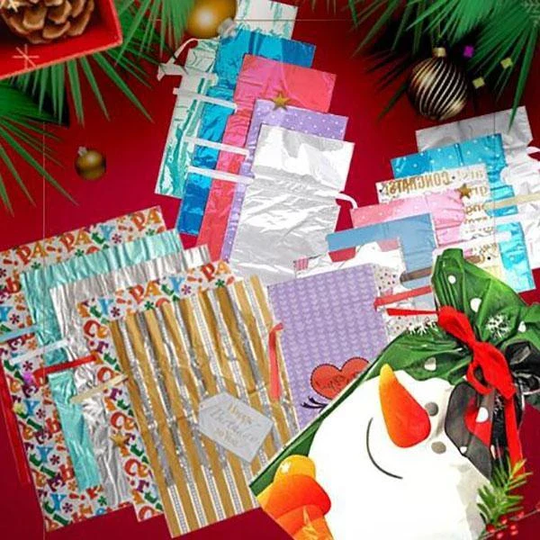 Drawstring Christmas Gift Bags Reusable Decorative Set
