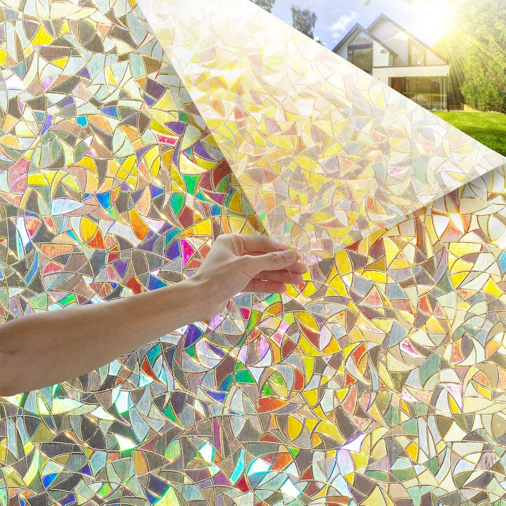 Static Cling Window Film with Rainbow Light Effect and UV Blocking