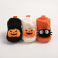 Children's Ankle High Fleece Slippers with Halloween Pumpkin and Spider Print