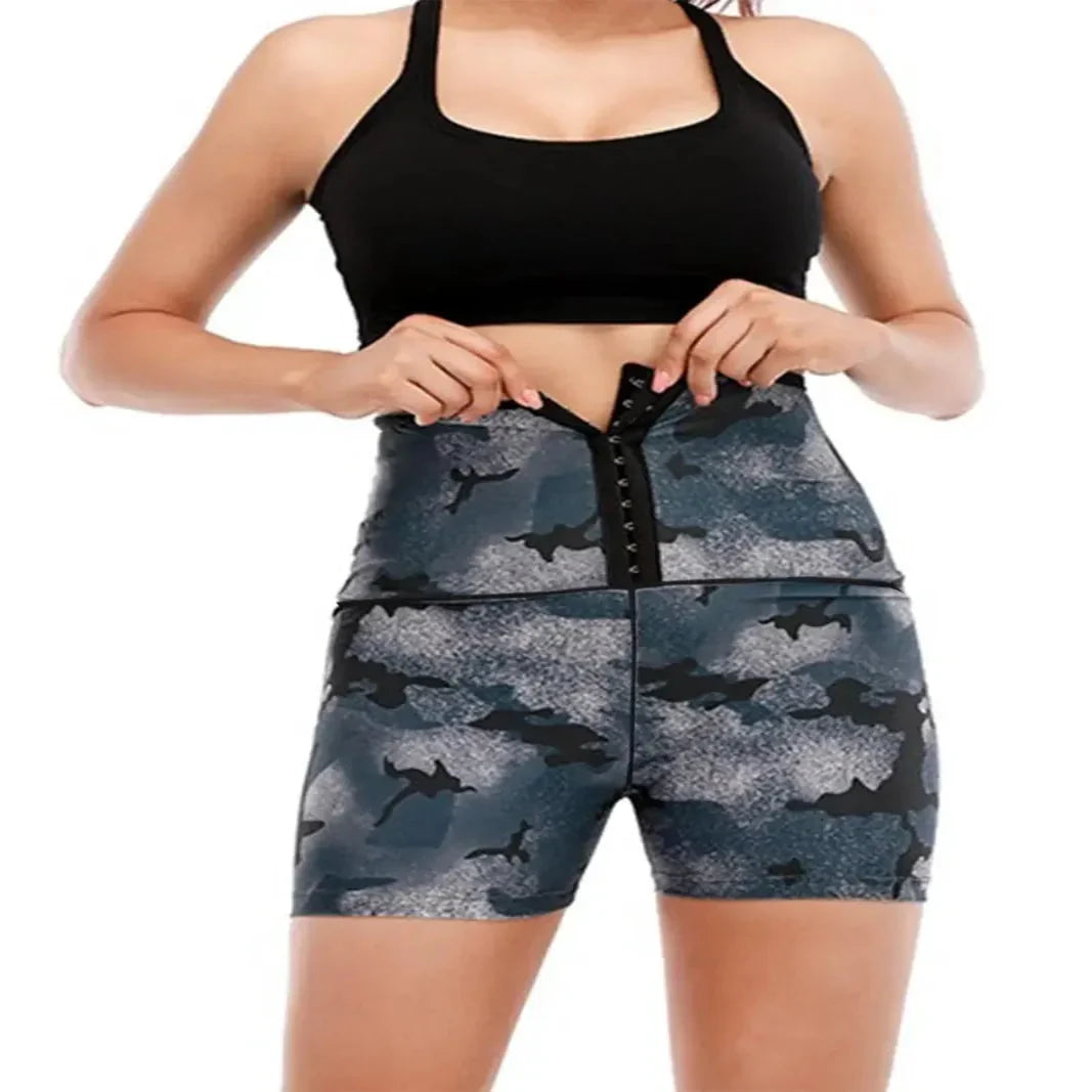 Women's Solid High Waist Breathable Waistband Sauna Shorts, Breathable Comfortable Tummy Control Hip Lift Sauna Shorts, Ladies Sportswear for Indoor Outdoor Wear allveramart