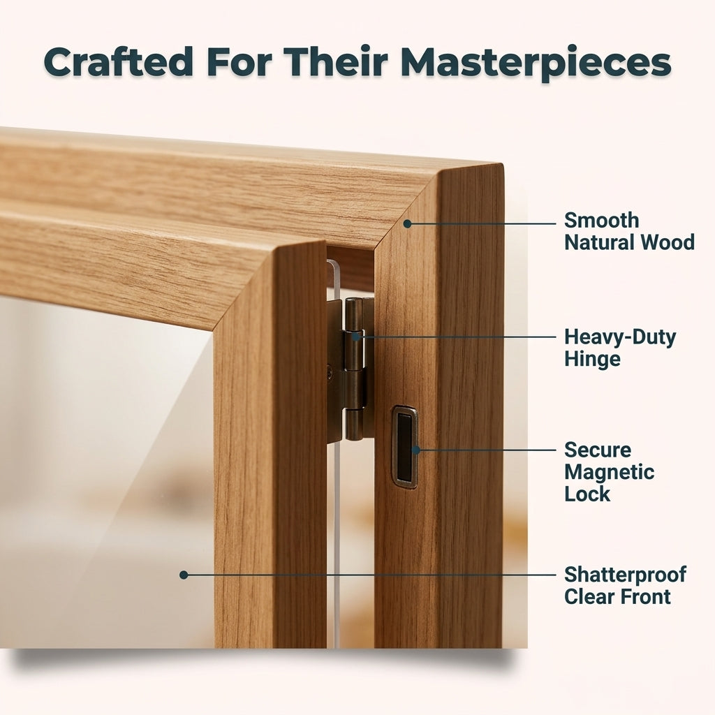 Rotating Artwork Display Frame with Magnetic Latch and 150-Sheet Storage