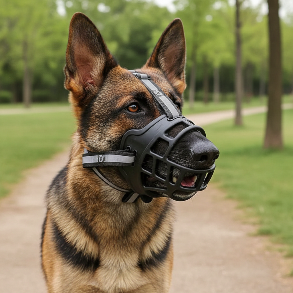Dog Muzzle with Adjustable Head and Jaw Straps for Reactive Behavior