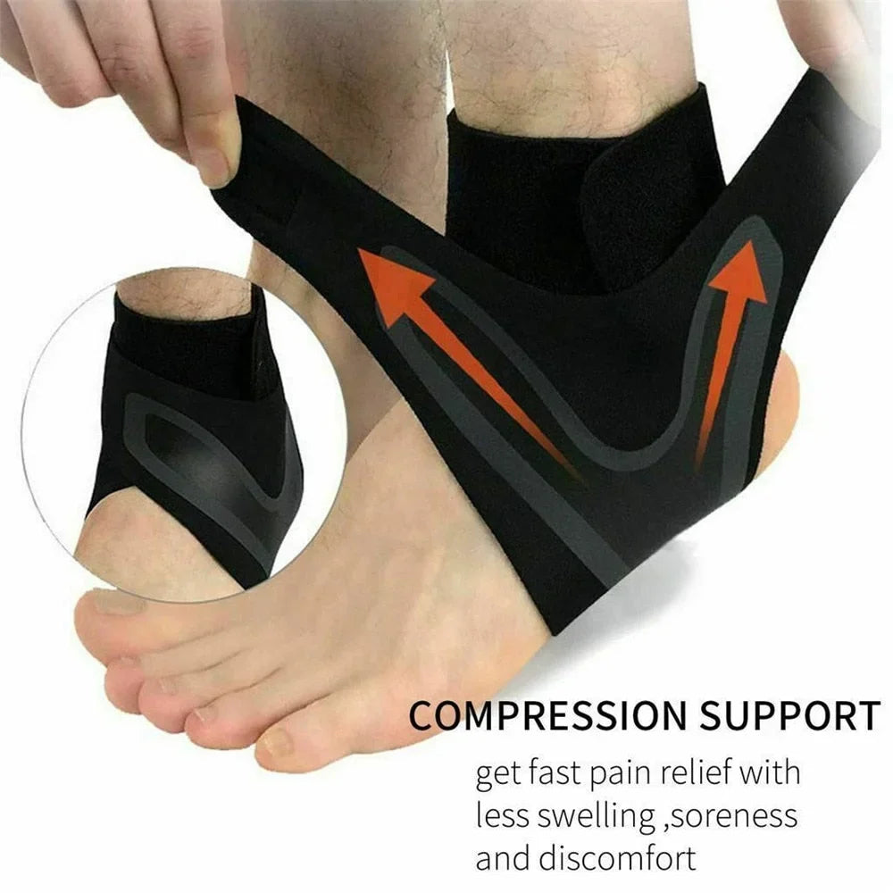 Adjustable Ankle Brace with Neoprene Wrap and Compression Straps