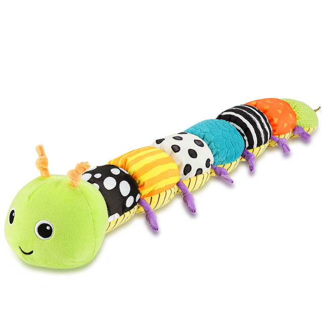 Plush Caterpillar Rattle with Crinkle Sounds and Musical Melodies for Tummy Time