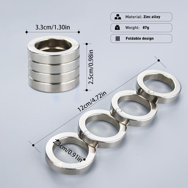 Metal Finger Ring with Four Finger Grip and Spring-Back Action, Silent  Operation