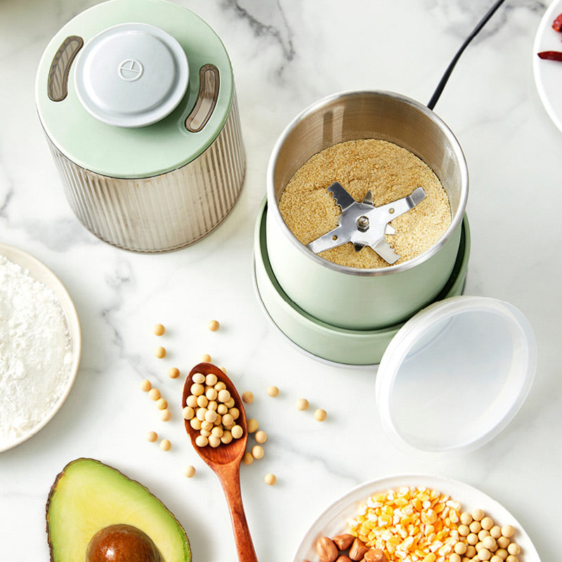 Electric Grain Mill with S-Shaped Blade and Stainless Steel Bowl