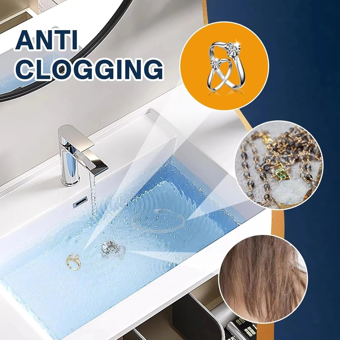 Pop-Up Sink Drain Stopper, Built-In Hair Catcher for Bathroom and Kitchen Sinks