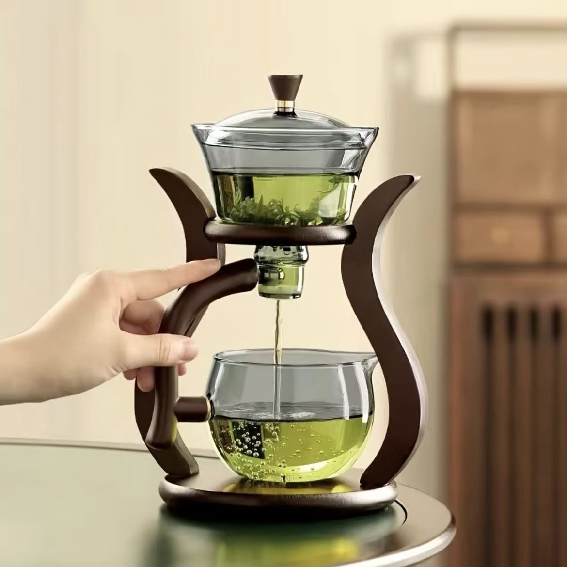 Glass Drip Pot with Magnetic Flow Control and Built-In Tea Infuser, 20oz