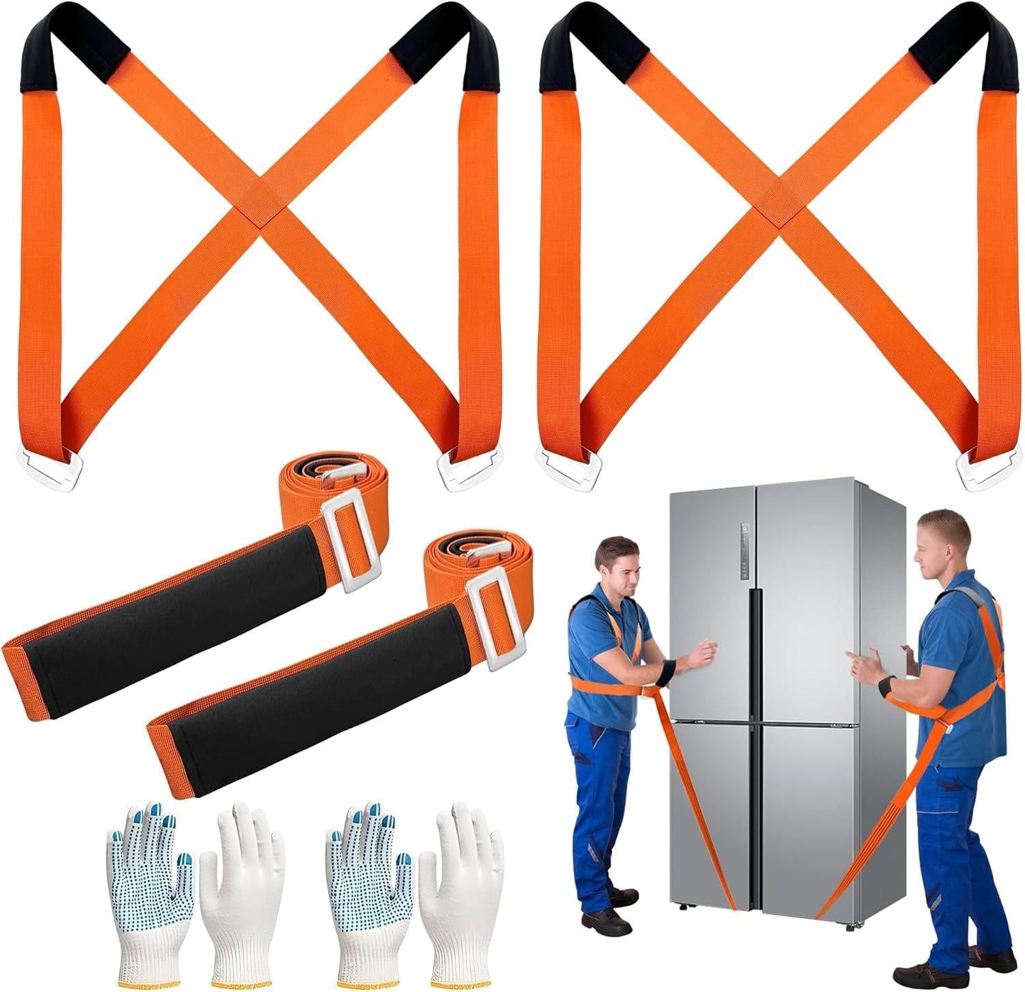Furniture Lifting Straps with Adjustable Length and Sponge Padding, 400lb Capacity