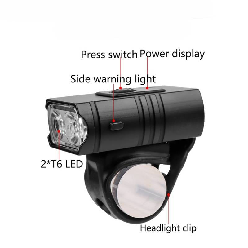 LED Bicycle Light Set with 1000 Lumen Headlight and Red Taillight, 6 Modes