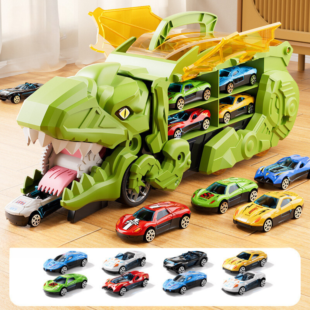 Transforming Dinosaur Truck with LED Lights and 2 Toy Cars