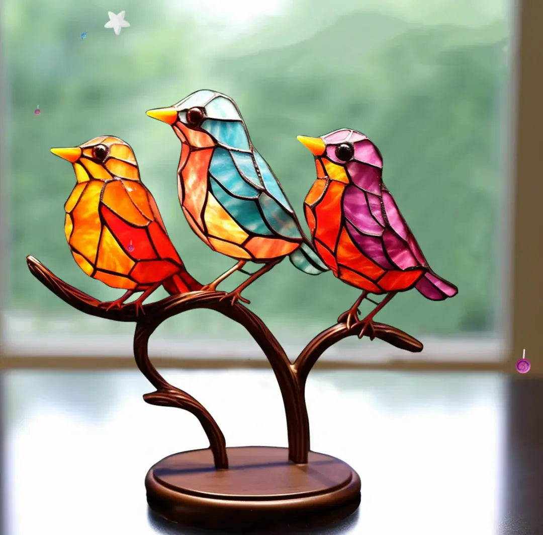 Window Bird Ornament with Light Reflecting Surface and Suction Cup