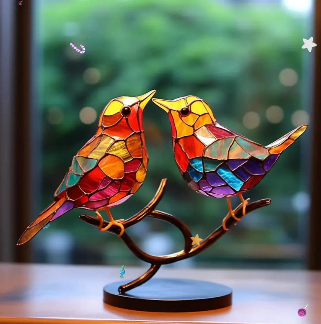Window Bird Ornament with Light Reflecting Surface and Suction Cup